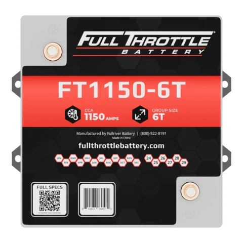Full Throttle Battery FT1150-6T; 1150 amps; group size 6T; manufactured by Fullriver Battery.