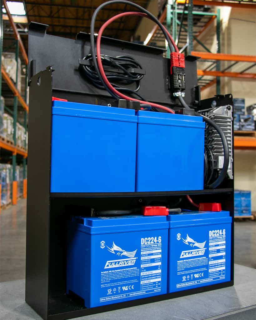 A Fullriver Battery PowerVault in a warehouse.