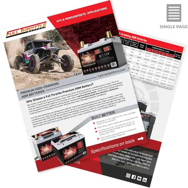Market Sheet for UTV & Powersports Applications