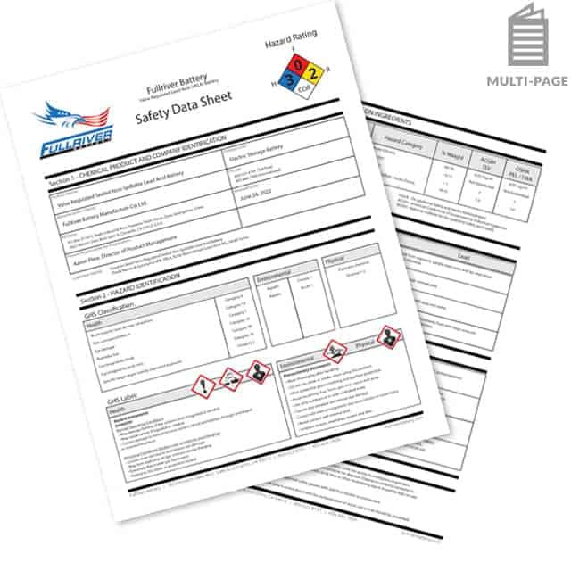 Fullriver Battery Safety Data Sheet